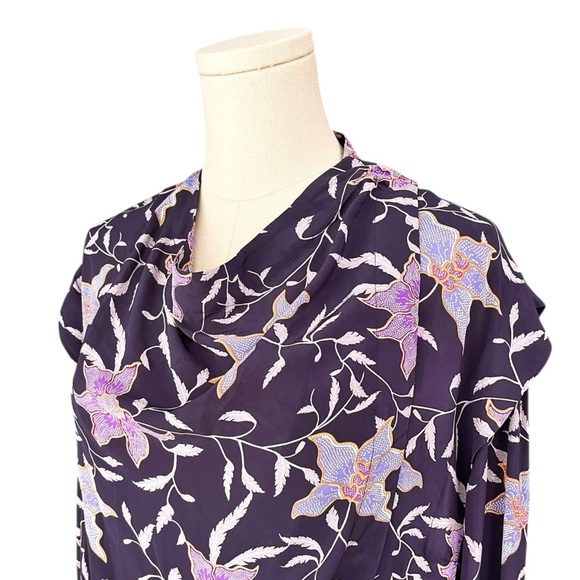 ISABEL MARANT ETOILE NWOT Oxel City draped floral blouse in Faded Night Size 36 - Picture 5 of 9